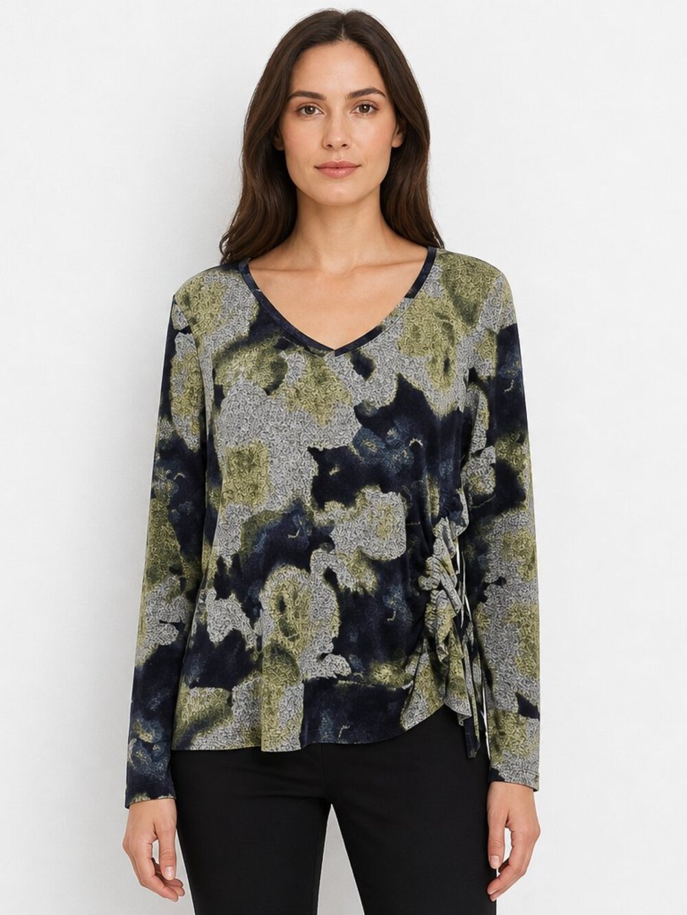Simply Vera Vera Wang Abstract V‑Neck Long Sleeve Top